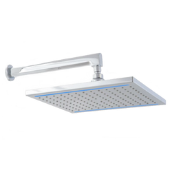 Regadera cuadrada LED con brazo y chapetón 3012B