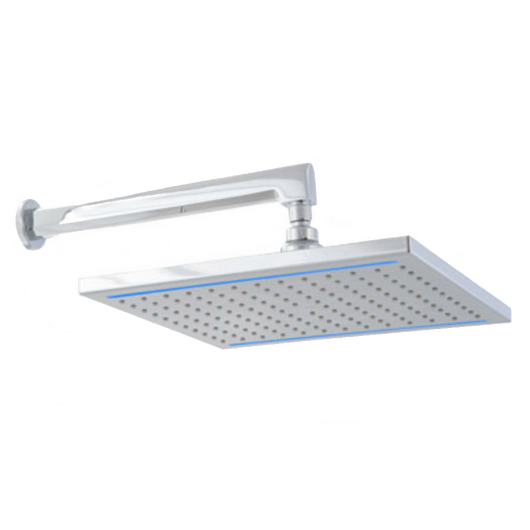 Regadera cuadrada LED con brazo y chapetón 3012B