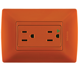 contacto duplex aislad 15a 125v c/plac naranjaqz4028ign 