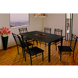 antecomedor 6 sillas 1402-49s mco de acero c/pintura