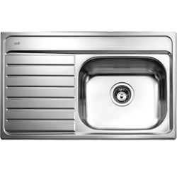 Tarja de Teka de una canasta con acabado en cromo.